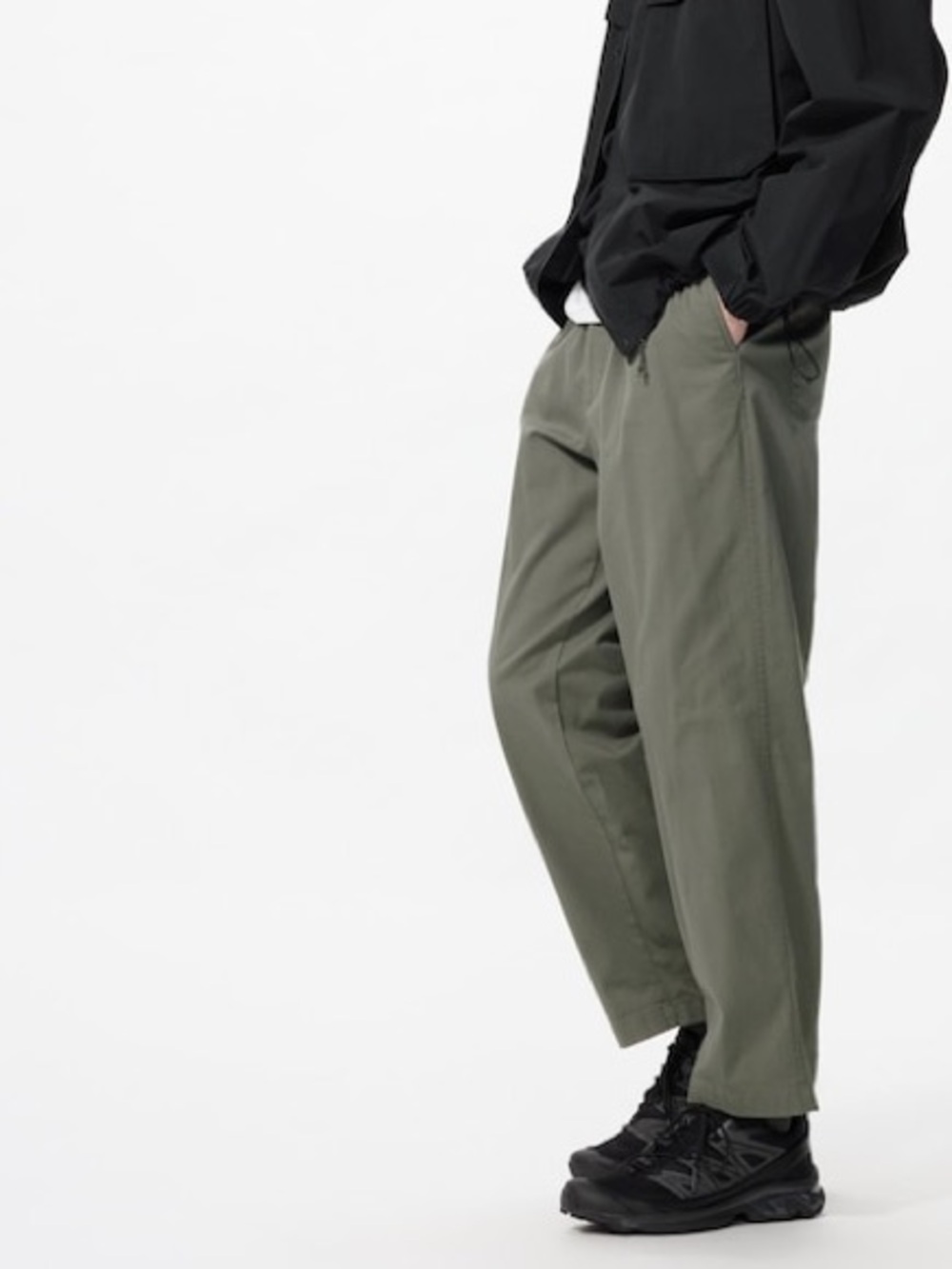 Uniqlo Unisex Stretch Easy Ankle Pants, Olive, Large